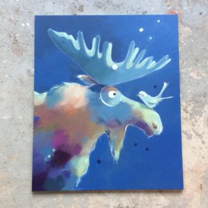 Maleri af elg af kunstner Tine Faurholdt